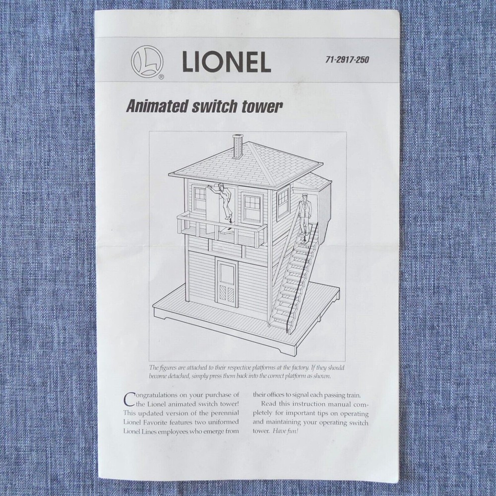 Lionel Operating Instructions Animated Switch Tower 1996 Model Train Railroading
