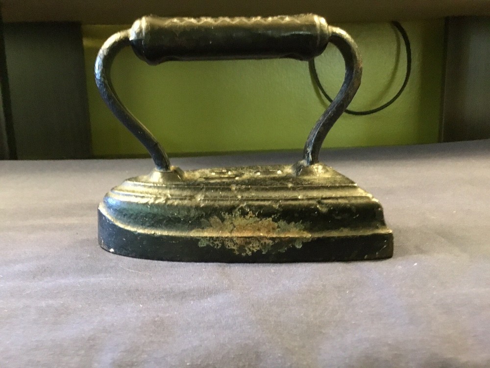 Heavy Cast Iron #6 Sad Iron With Hand Painted Flowers