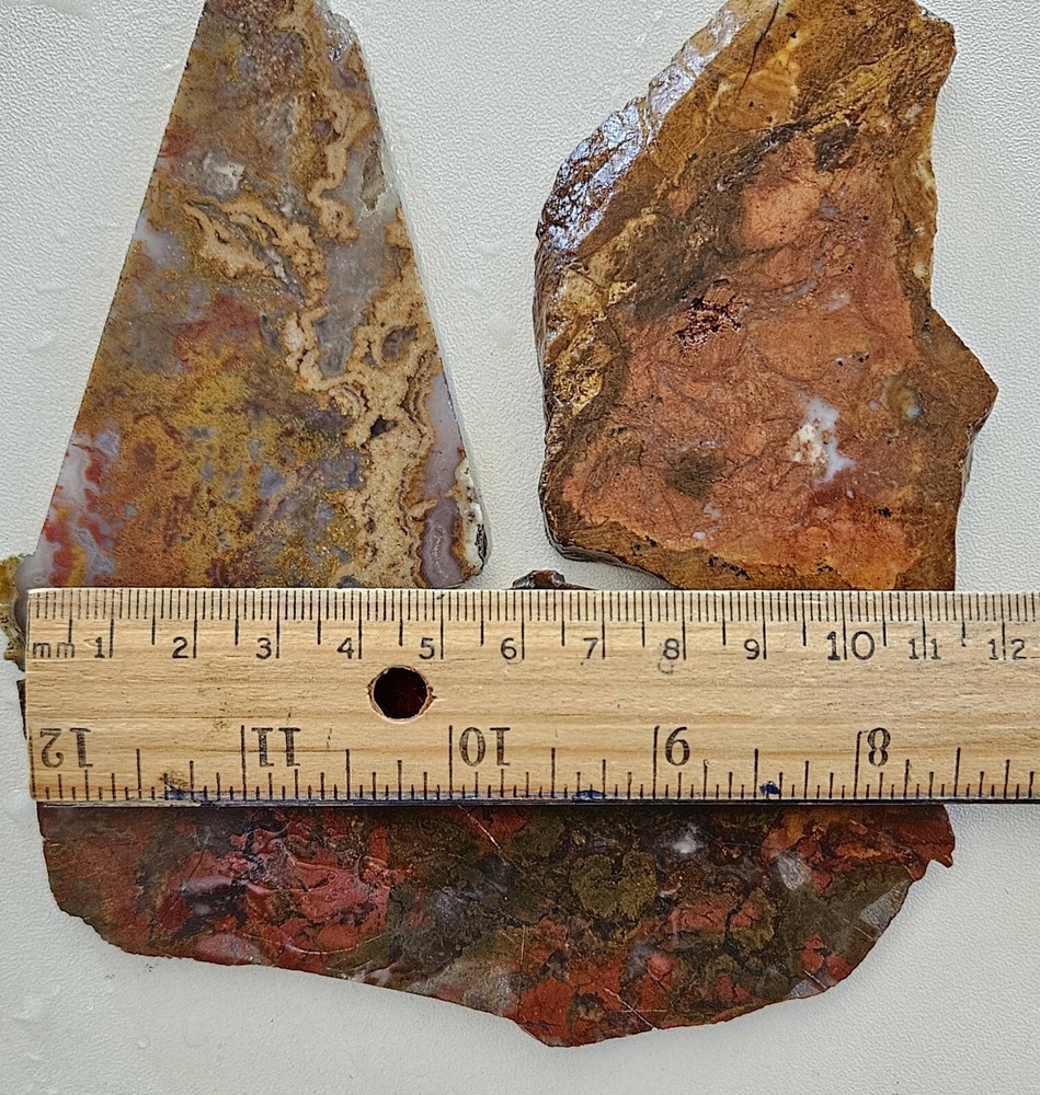 Three Miscellaneous Lapidary Slabs Plume Agate Lapidary 195 Grams