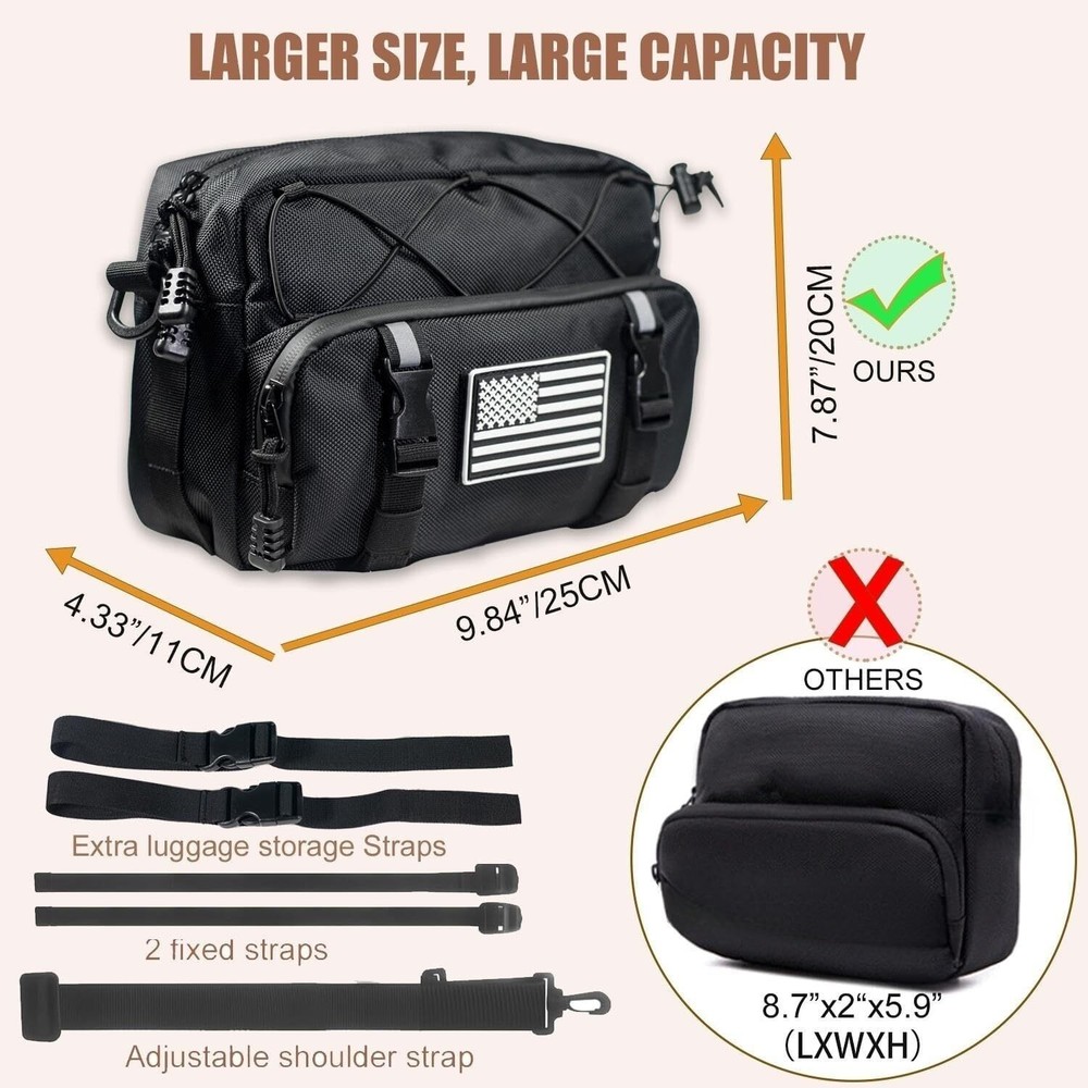 Universal Motorcycle Bag, Black Handlebar One Size,