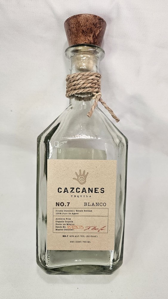 Cazcanes No 7  Blanco, Empty Tequila Bottle, 750ml, not rinsed.