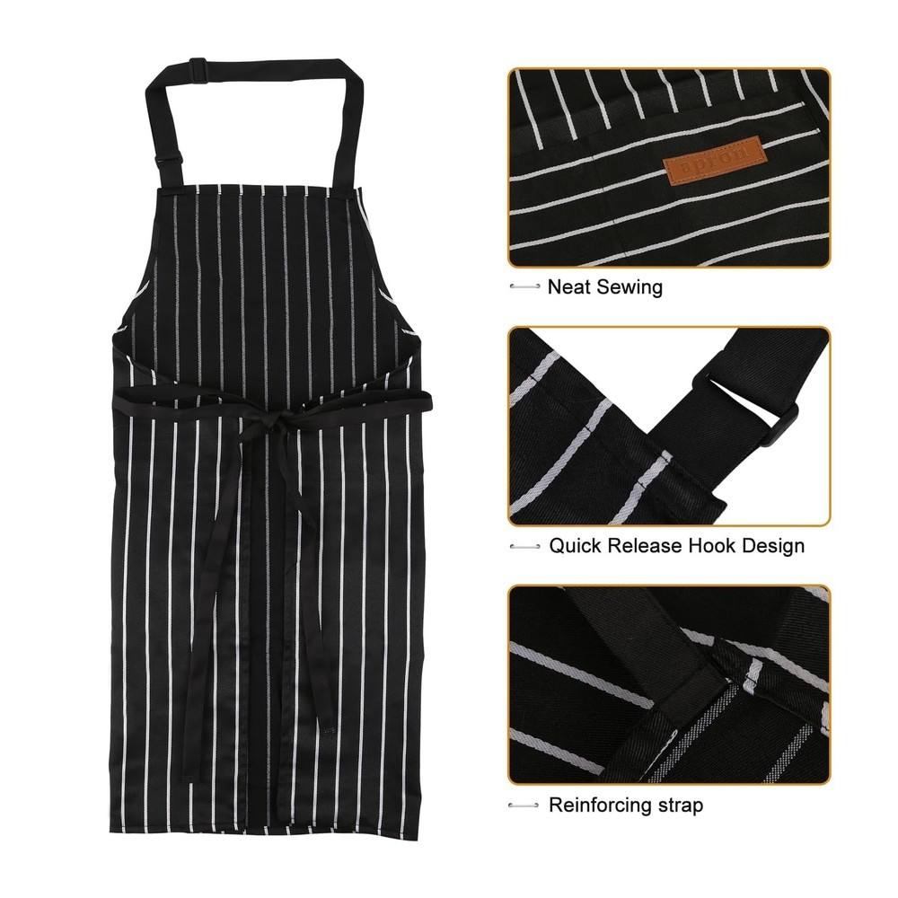 2-Pack Aprons for Women Men with Pockets, Adjustable Bib Kitchen Apron, Chef ...