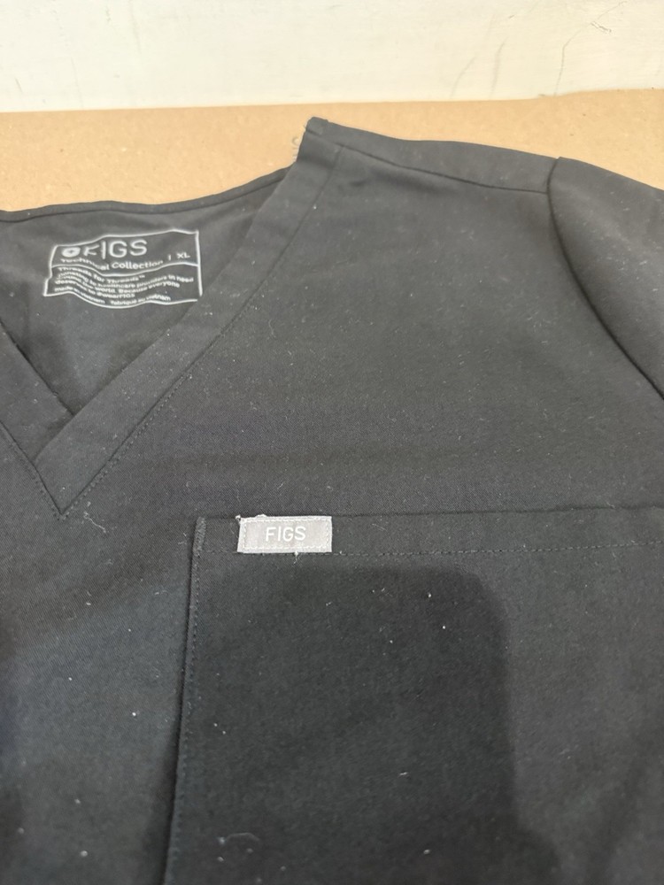 FIGS Scrubs Top Black Short Sleeve Technical Collection Size XL
