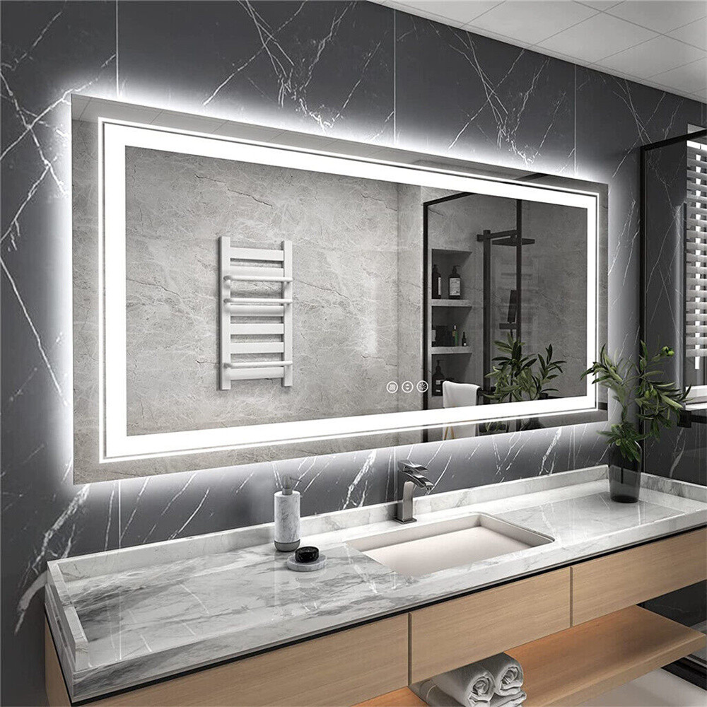 Extra Large Energy Efficient LED Lighted Bathroom Mirror Wall Makeup Mirror HD