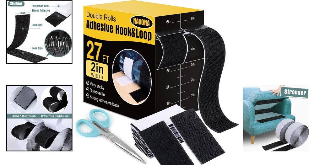 Versatile 27Ft X 2 Inch Hook and Loop Strips - Perfect for Home, Office & Crafts