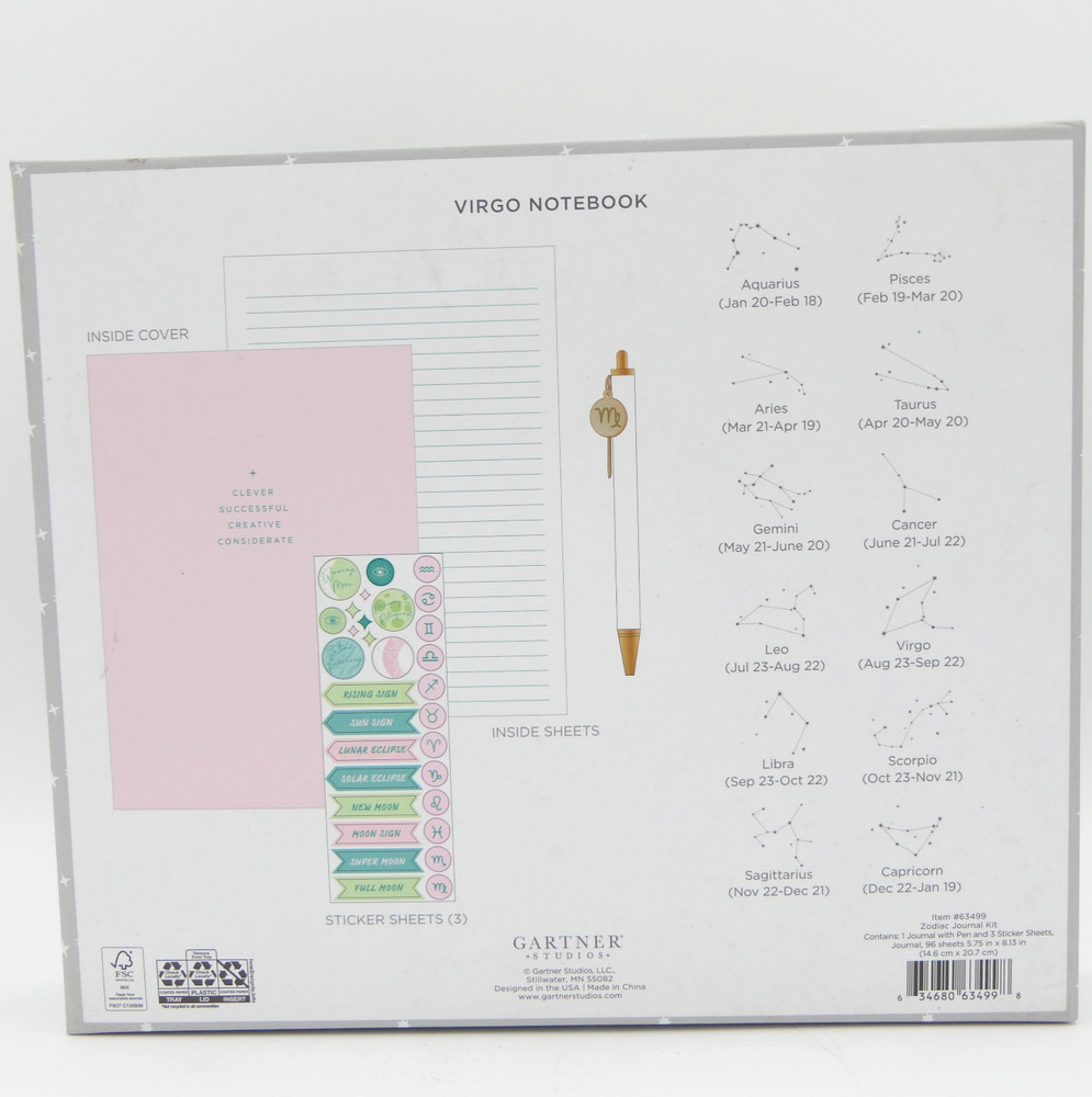 Gartner Studios Virgo Astrology Casebound Journal Kit w/ Pen & 3 Sticker Sheets