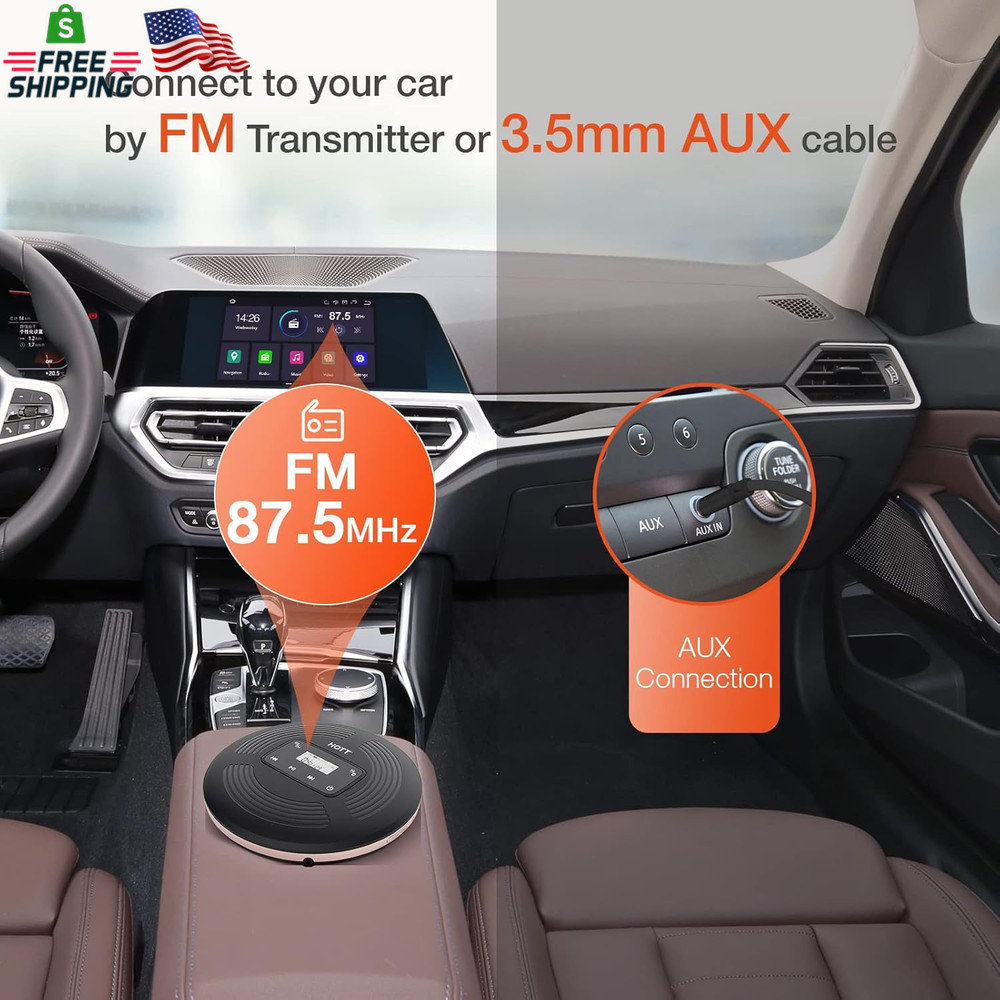 HOTT Portable CD Player with Bluetooth and FM Transmitter with Touch Buttons Bac
