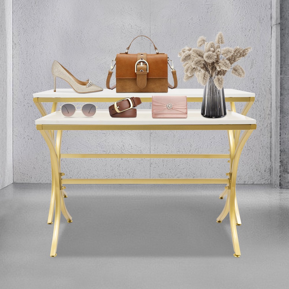 2pcs Modern Nesting Tables Handbag Display Stands Riser Shelf Storage Table