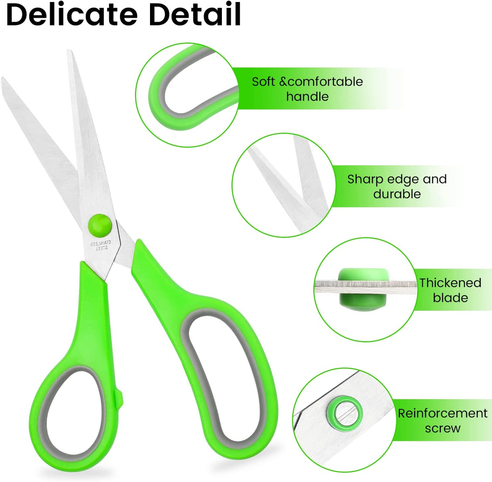 Scissors Bulk 24-Pack, 8" Multipurpose Sharp Scissors for School Office Home，Al