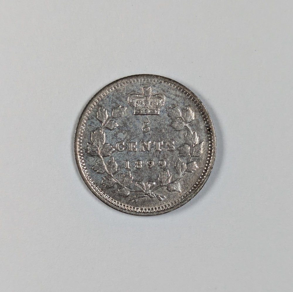 1899 Canada Victorian Silver 5 Cents XF