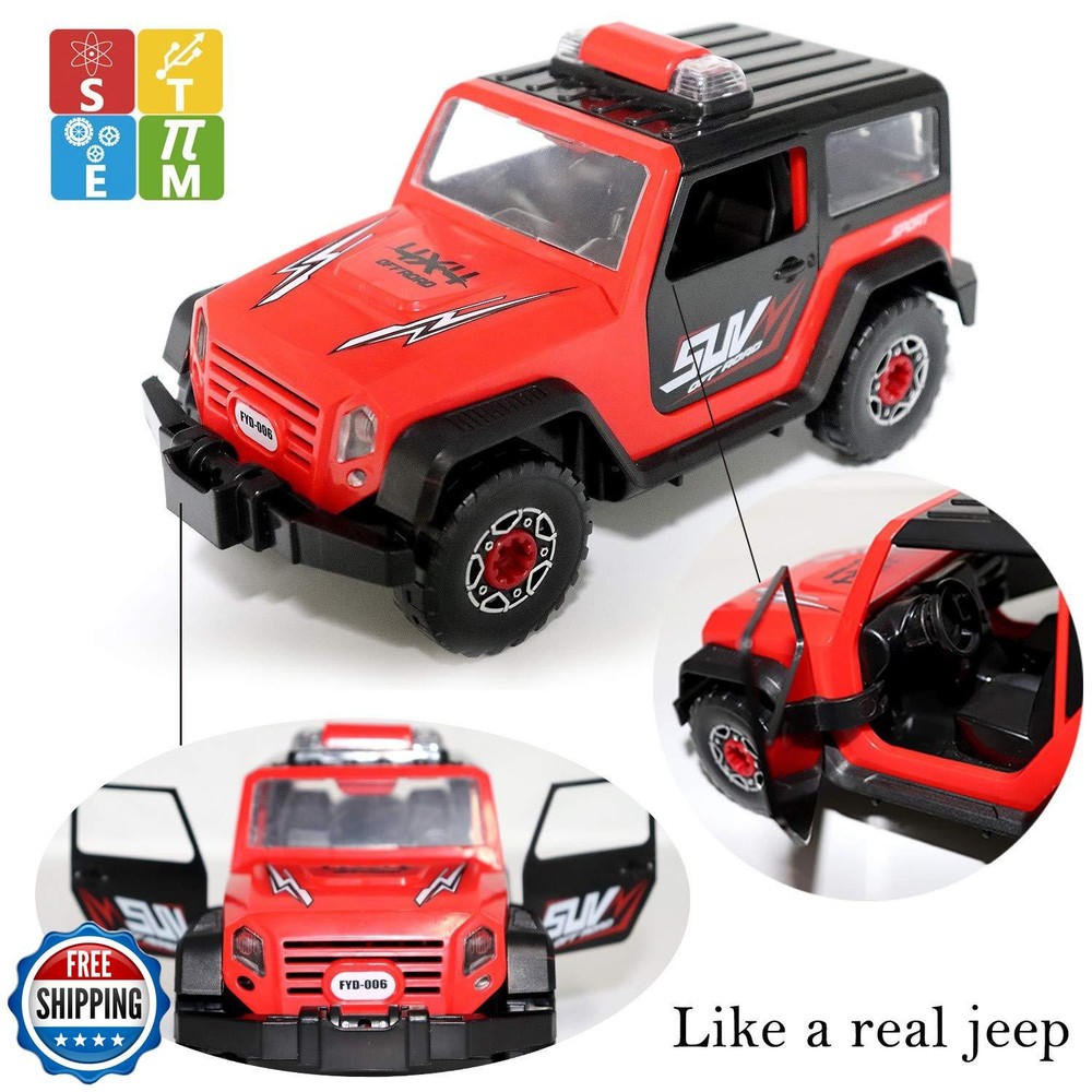 FYD 2in1 Take Apart Jeep Car STEM Learning Assembly Playset with Functional B