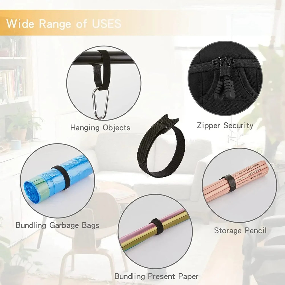 100PCS Reusable Cable Management Organizer – Hook & Loop Adjustable Straps for