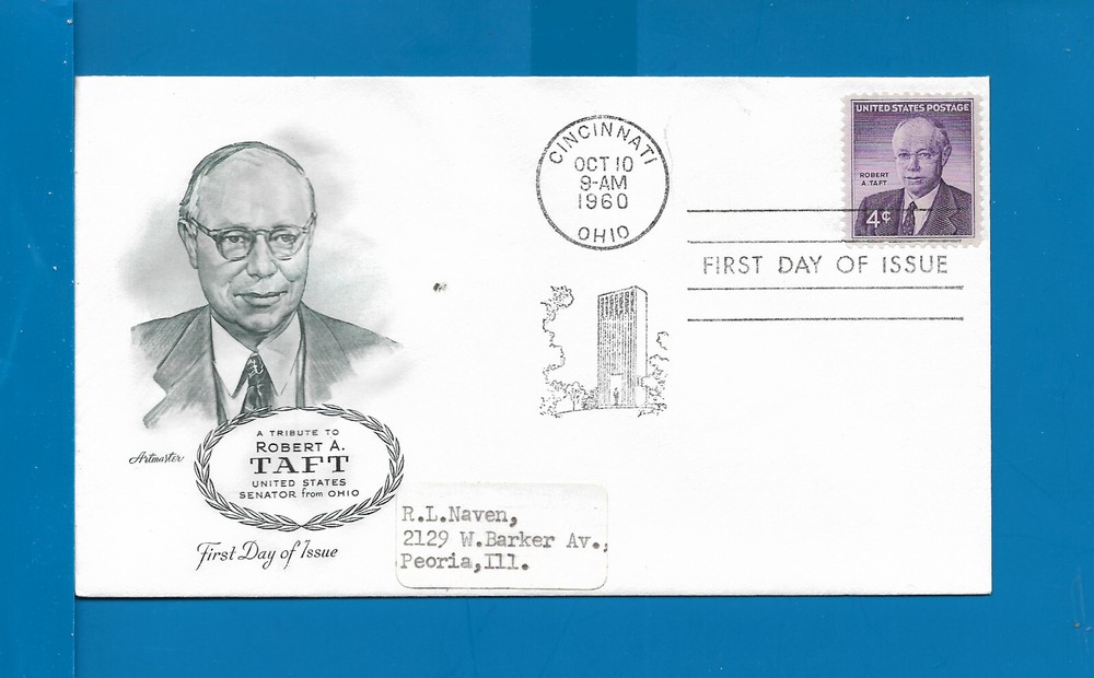 Scott 1161 Robert Taft Oct 10, 1960 ARTMASTER FDC CK1