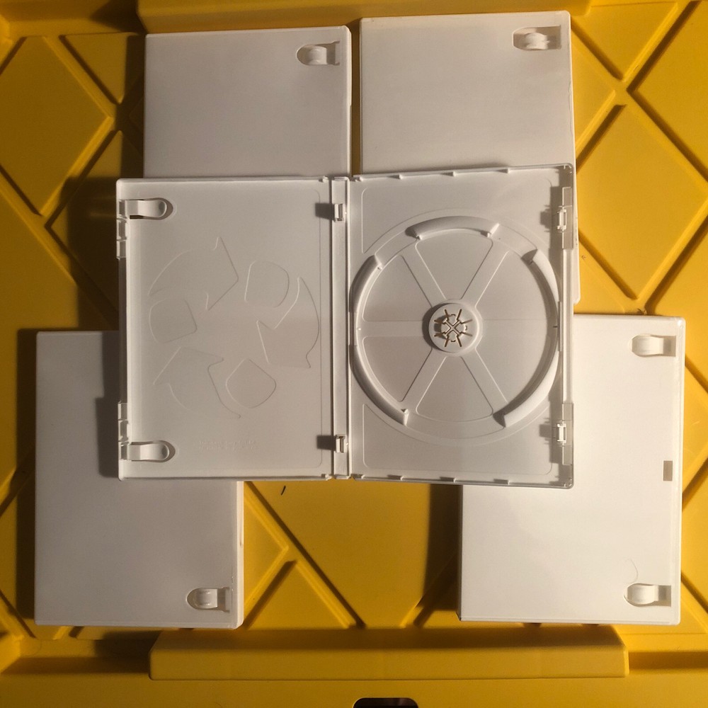 Five (5) White Single DVD/CD/VG/PC Media Keep Case, 14mm (1/2")