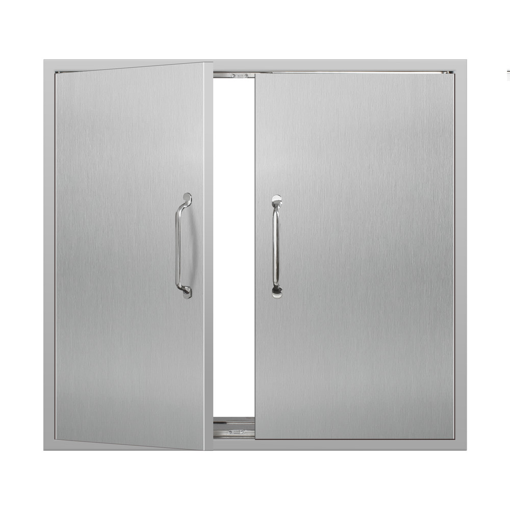 Stainless Outdoor Kitchen Doors with Handle Flush Mount Double Access Door
