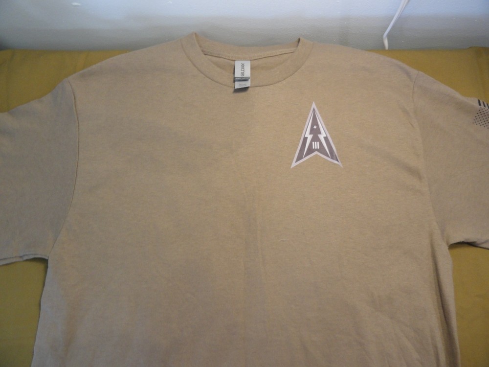 DISCONTINUED 380TH SPACE CONTROL SQUADRON UNIT SHIRT TAN MEDIUM