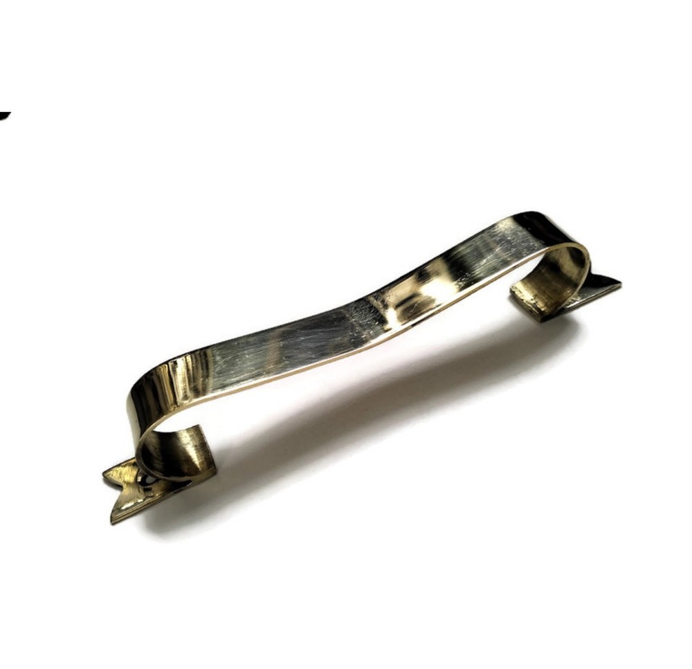 Solid Brass Ribbon Door Handles 6" (15cm) Face Fix Vintage style Cabinet Pull