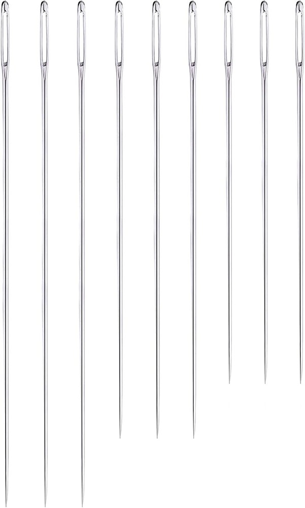 Medsuo 9pcs 4.9"/5.9"/6.9" Extra Long Darning Needles Sewing Silver