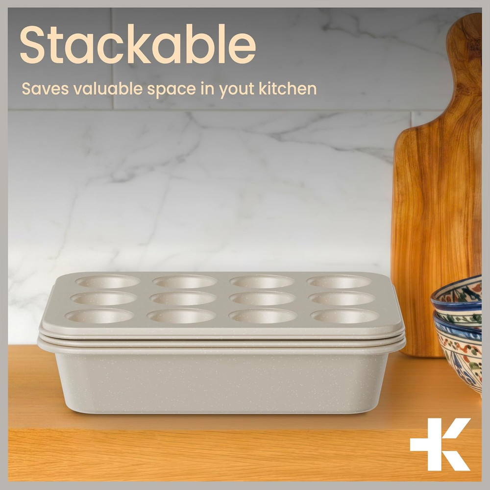 Bakken 4-Piece Bakeware Sets, Nonstick Carbon Steel Baking Sheet, Stackable Spac