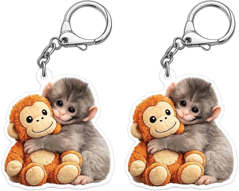 2 Pack Punch Monkey Keychain Team Punch Plush Keychain - - -