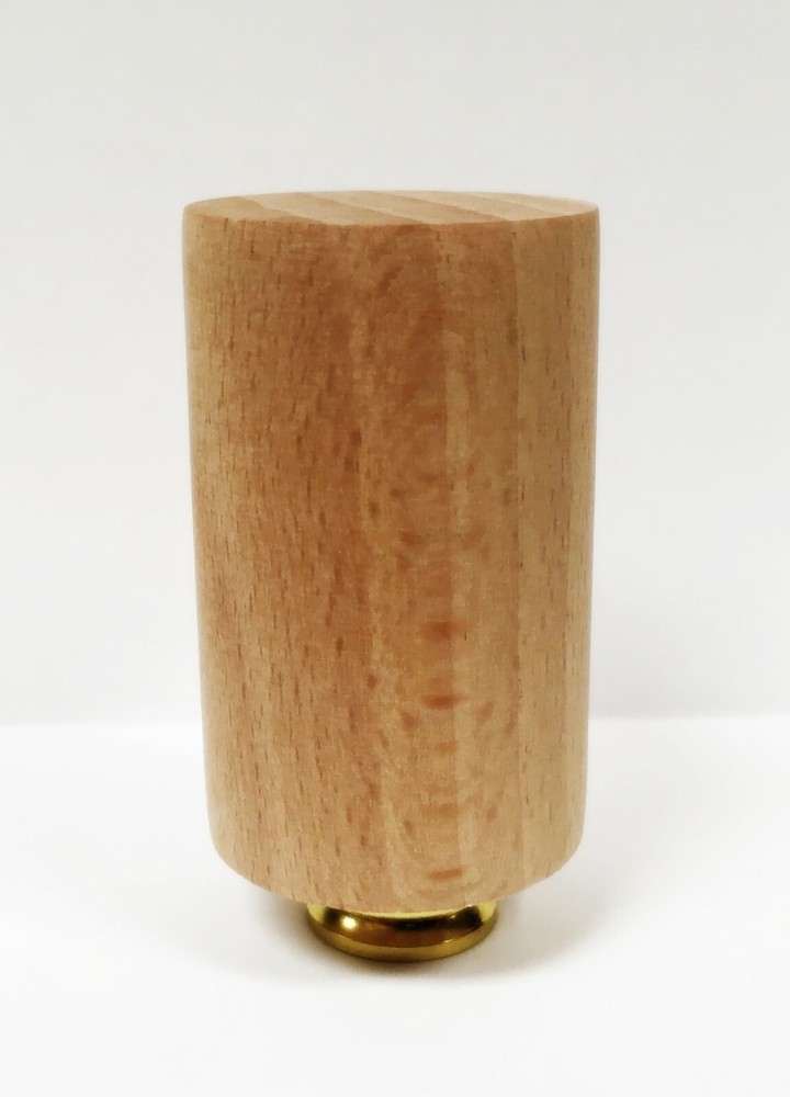 Lamp Finial-SOLID BEECH WOOD CYLINDER-W/Dual Thread Base-Polished Brass