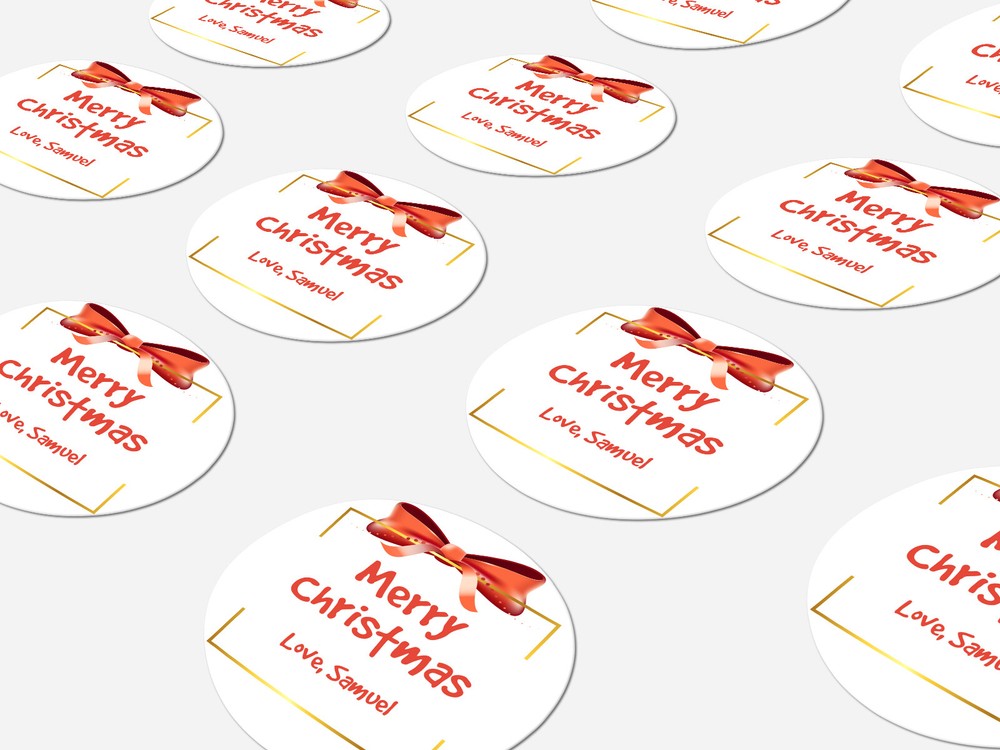 Personalised Christmas round sticker labels, custom stickers