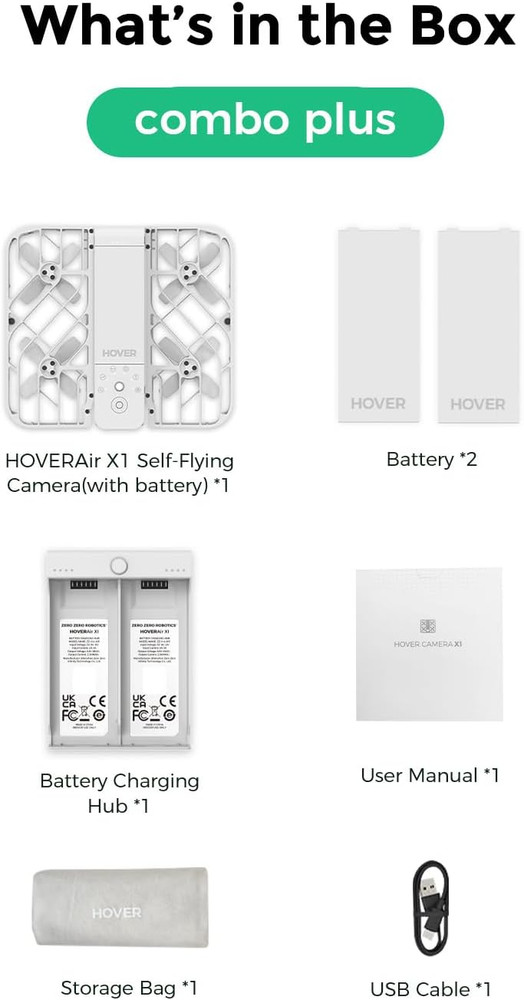 HOVERAir X1 Combo Plus Self-Flying 4K Camera Pocket-Sized Foldable Drone Video