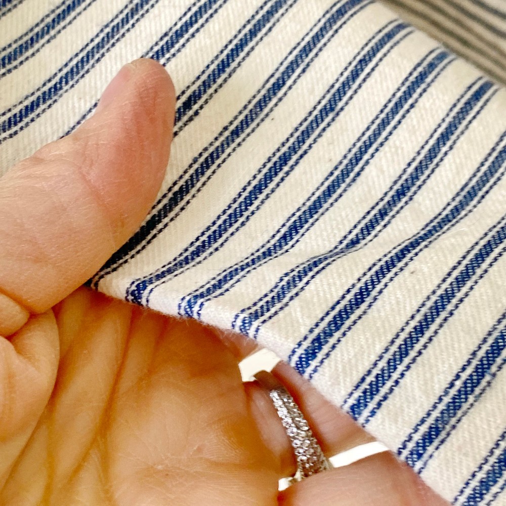 Feather pillow case cover Antique French ticking blue striped material fabric T