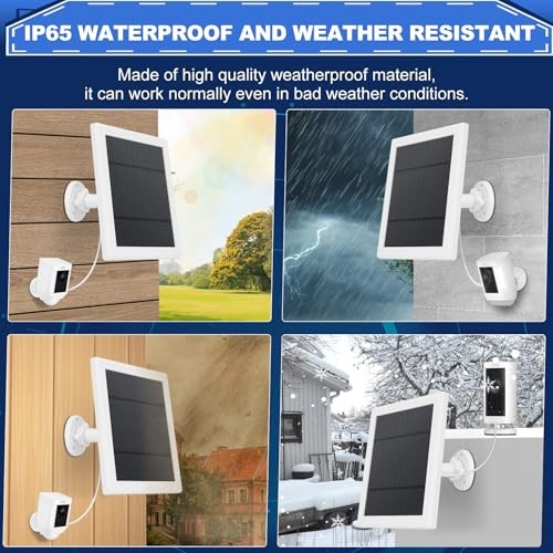 Solar Panel for Ring Camera 3 Port Compatible with Ring Spotlight 2 Pack White