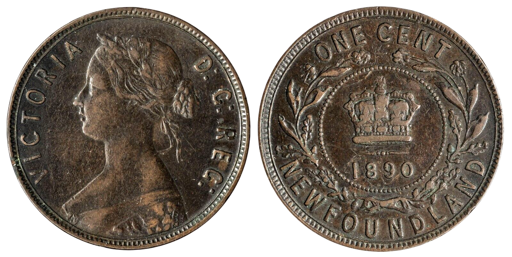 Canada. Newfoundland 1890, Bronze Large Cent, VF-EF KM-1