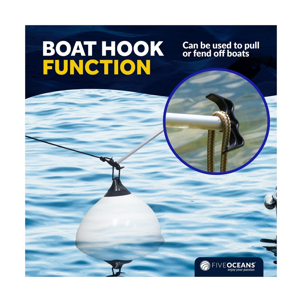 Five Oceans Canoe Paddle, Telescoping Canoe Paddles and Boat Hook, Black, Ext...