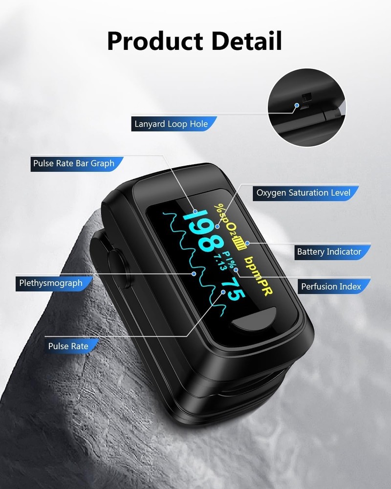 Compact Oxygen Meter with One-Button Control & Battery Included for Convenience