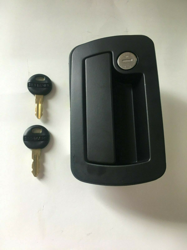 TriMark RV Door Lock 22660-04 Black Paddle Handle 2 Keys Utility Vehicles Van CN