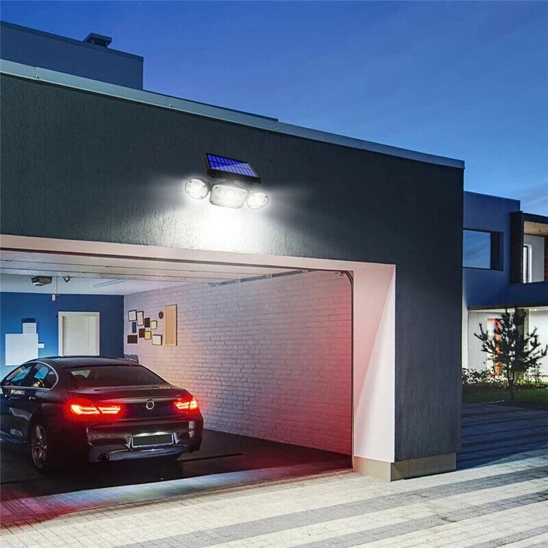 78in Solar Light Motion Sensor IP65 3-Heads Rotatable Outdoor Light