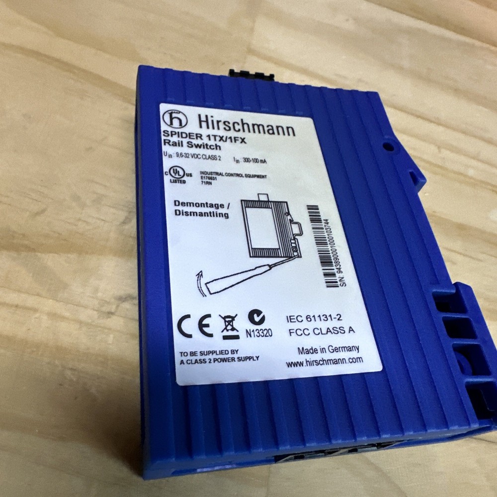 SPIDER 1TX/1FX EEC | Hirschmann | Ethernet Rail Switch, Single Mode, 24VDC, Used