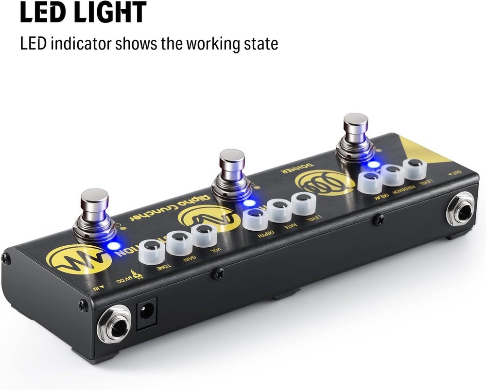 Donner Alpha Cruncher Multi Effects Pedal Chorus Distortion Delay With Adapter