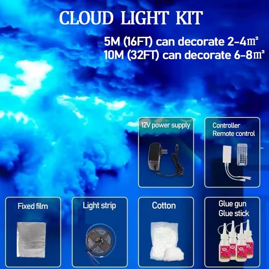 Led Clouds for Ceiling, Cloud Lights for Bedroom 3D, Led Cloud Night 5M(16FT)