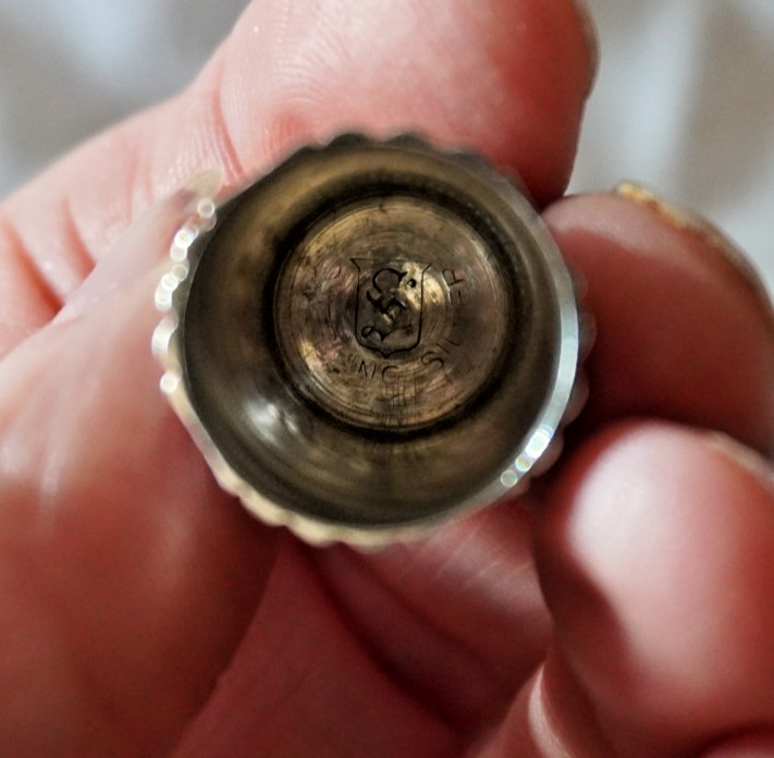 Antique Simons Sterling Silver Thimble - S Shield Hallmark, Size 10