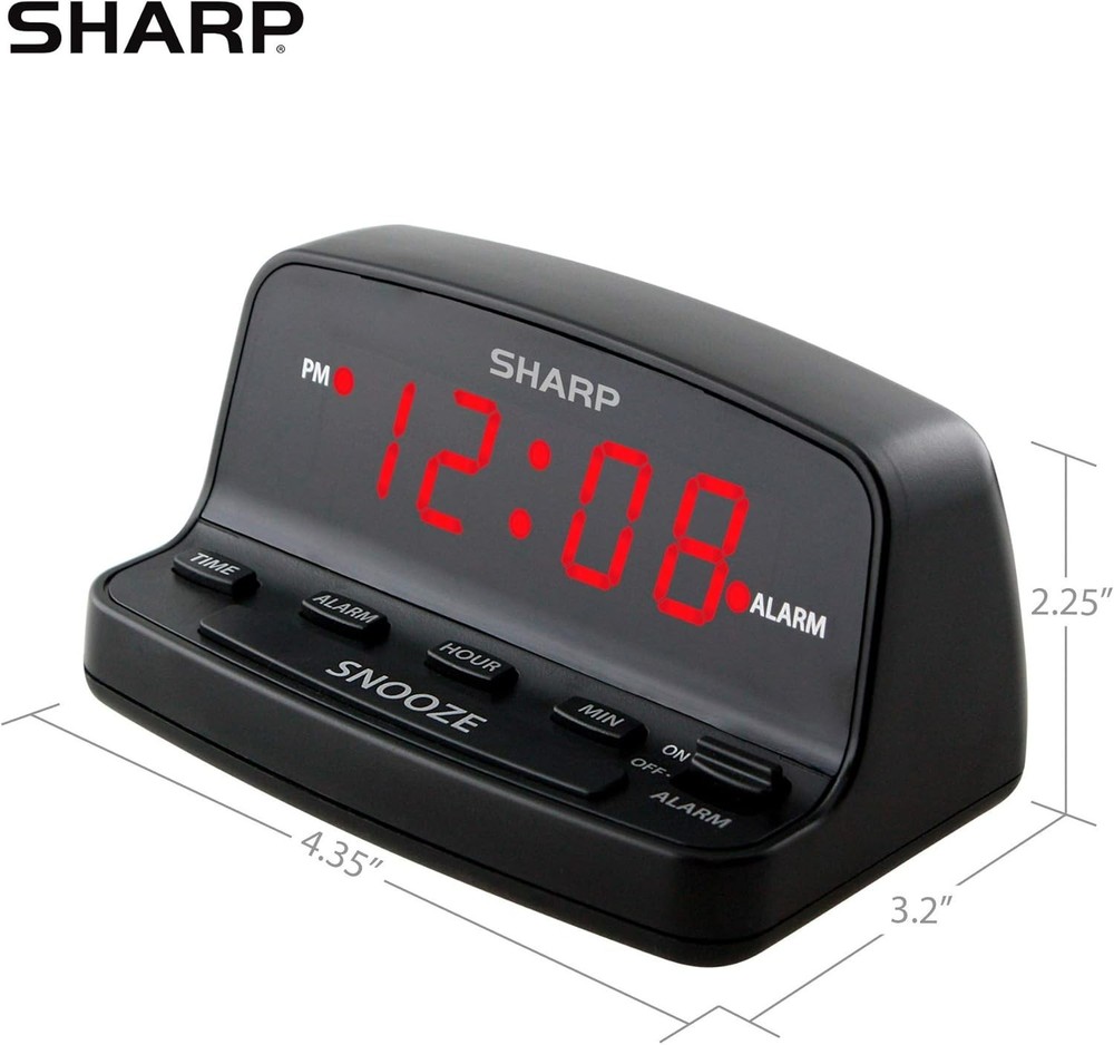 Compact Black Digital Alarm Clock - Simple Operation & Battery Backup Feature