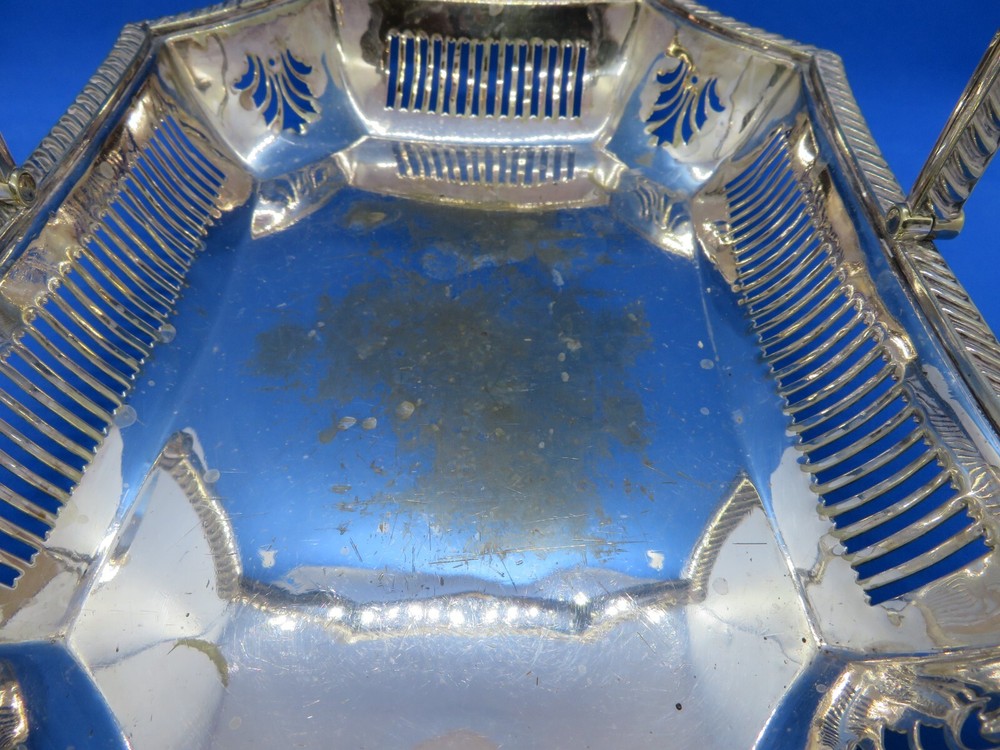 Silver plate electroplate vintage Victorian antique rectangular cake basket dish