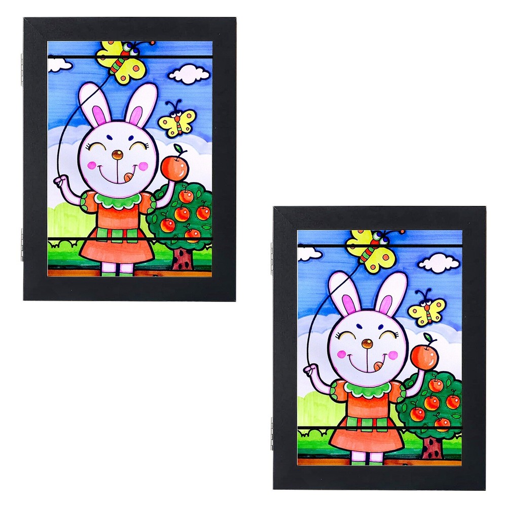 2 Pack Kids Art Frames Magnetic Front Opening Changeable Picture Display Craft