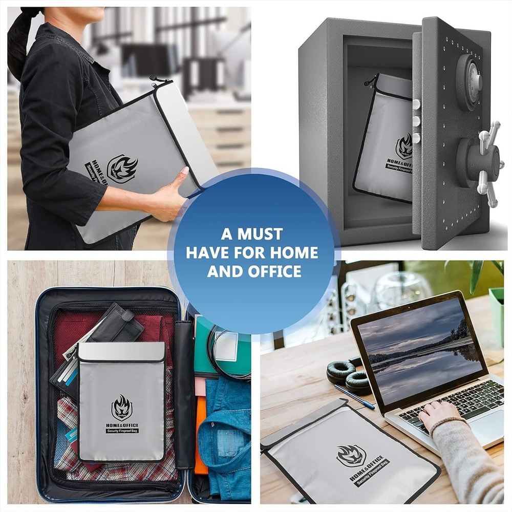 Durable Two-Pocket Fireproof Document Bag 2000℉ - Secure and Portable Organizer