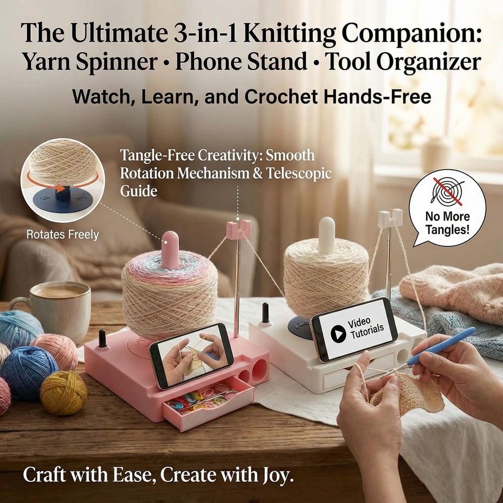 Portable Multi-Functional Yarn Holder Spinner with Stand, Detachable Yarn Spo...