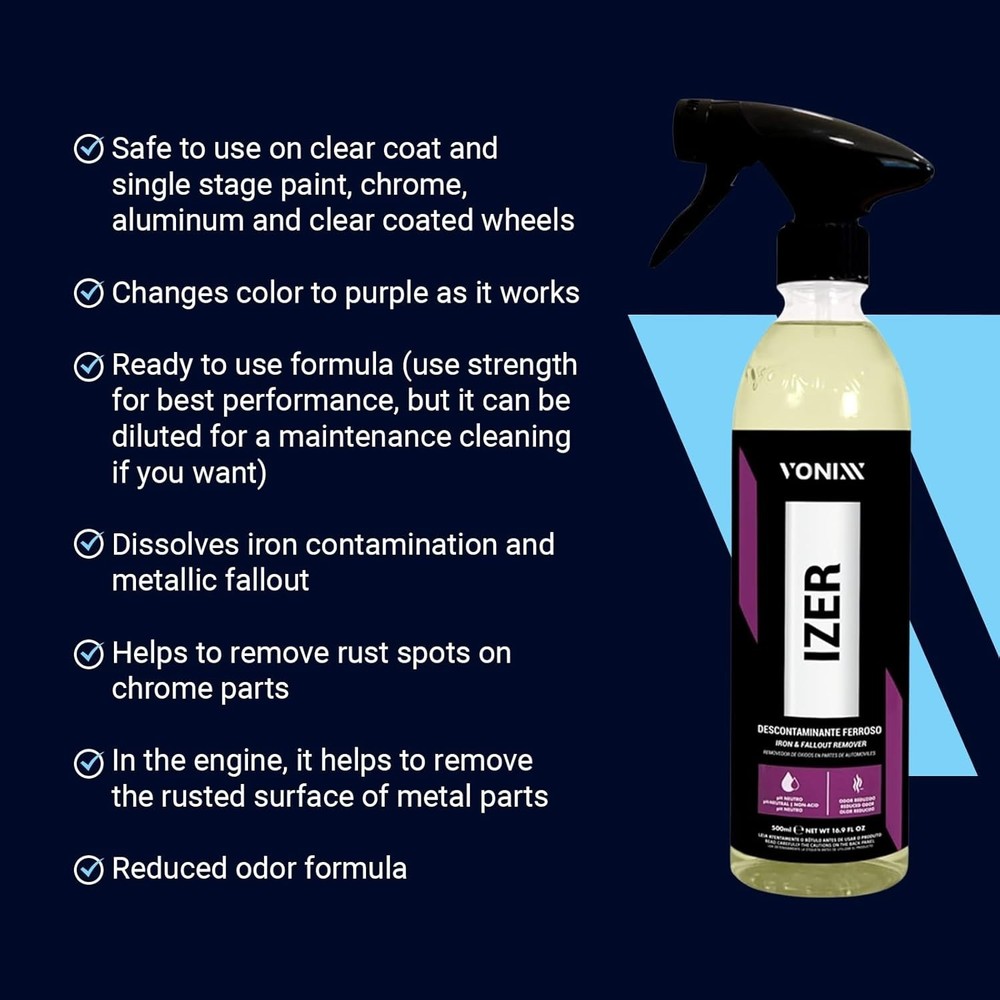 Vonixx Izer Iron Remover Spray 16.9 fl oz pH-Neutral Non-Acidic Formula