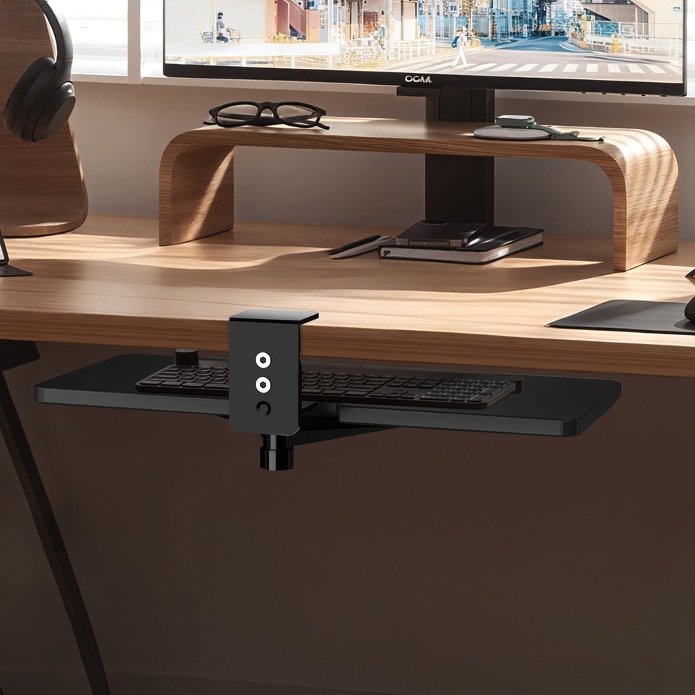 Large Under Desk Rotatable Computer Keyboard and Mouse Tray, Extra Sturdy Des...