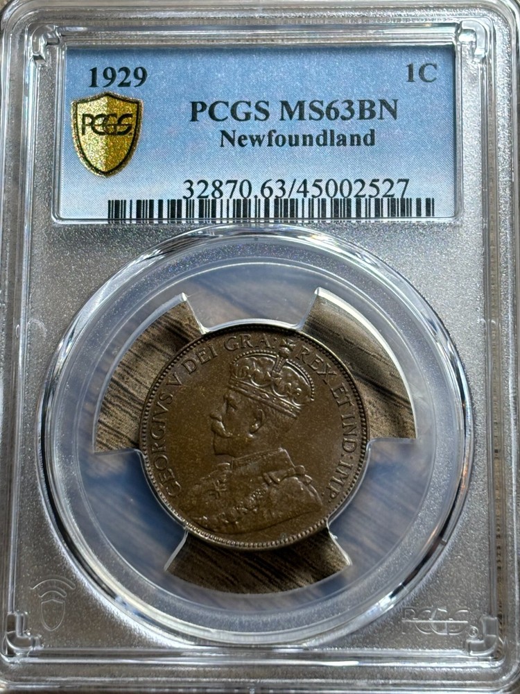 Newfoundland Large Cent 1929 PCGS Graded MS63 Brown