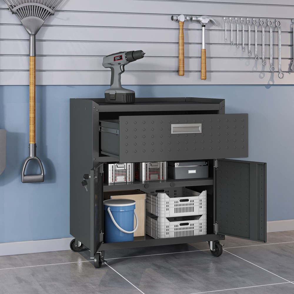 Manhattan Comfort Fortress Storage Units Charcoal Gray