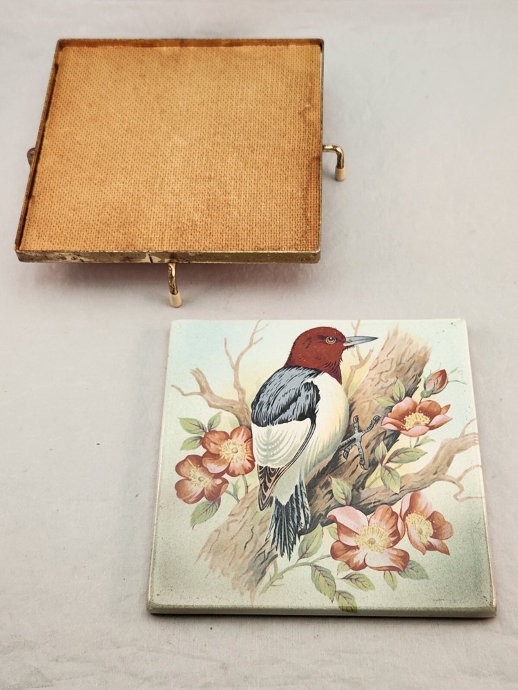 Vintage Painted Bird Tile Trivet