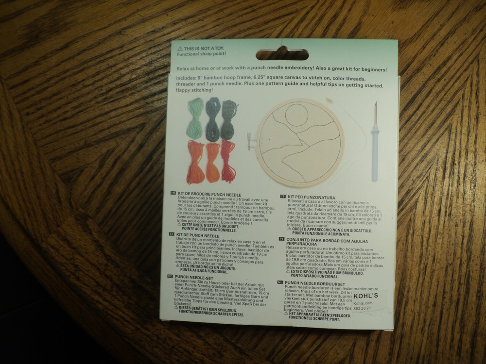 Punch Needle Embroidery Kit 6" Diameter Complete