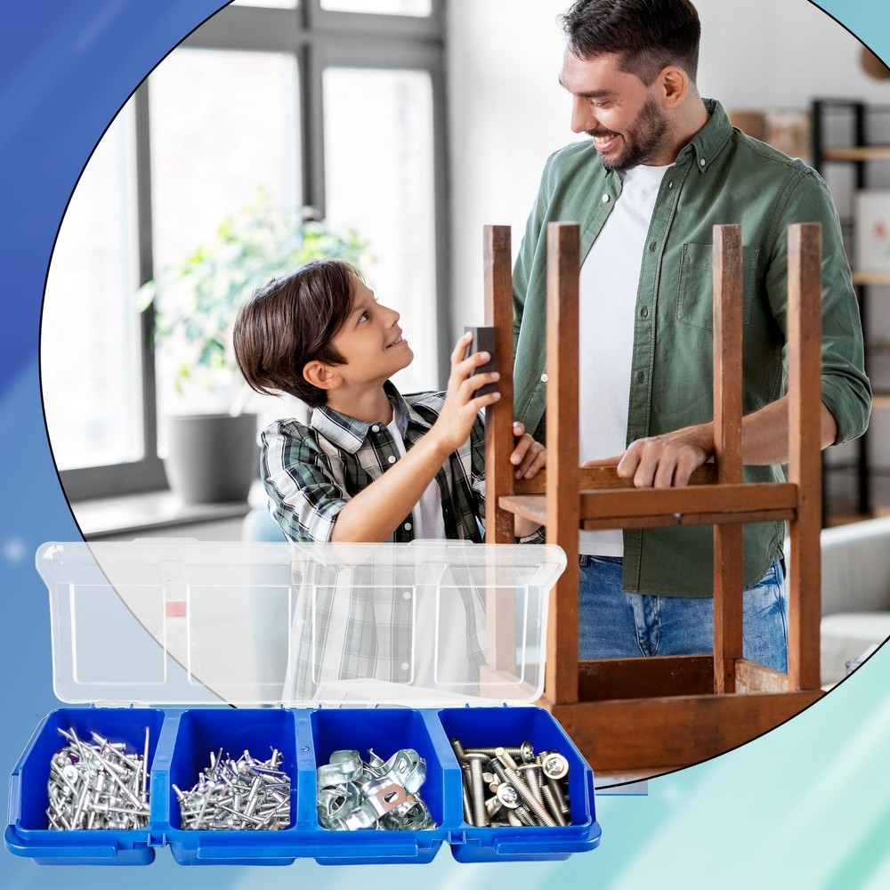 8-Compartment Screw Organizer Boxes for Hardware, Garage, Workbench Storage
